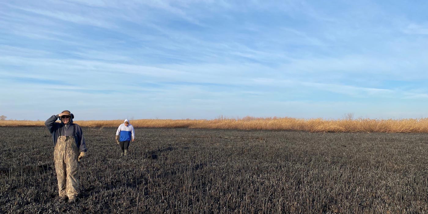 2022: Checking the after burn in the Saskatchewan River Delta.
